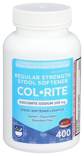 [BRSWIYYCDIDQ23T4] Rite Aid Col-Rite Stool Softener with Laxative Softgels, 100mg - 400 ct