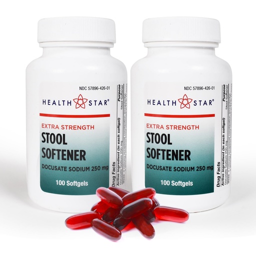 [BRSRACYPAABAMA3F] Extra-Strength Stool Softener Docusate Sodium 250mg Softgels Stimulant Laxative for Constipation & Irregularity| Gentle Constipation Relief Stool Softeners for Women & Men (100 Count) Pack of 2