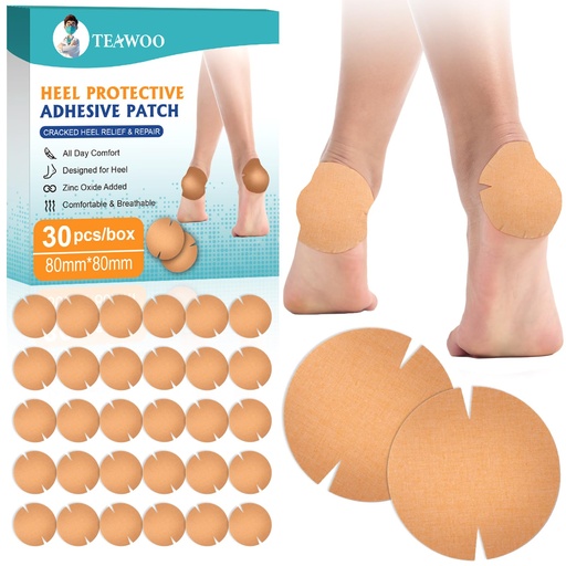 [BRSRAFQRAEFA4GYZ] TEAWOO 30PCS Patented Cracked Heel Treatment Patches, Cracked Heel Repair Bandage (80mm x 80mm)