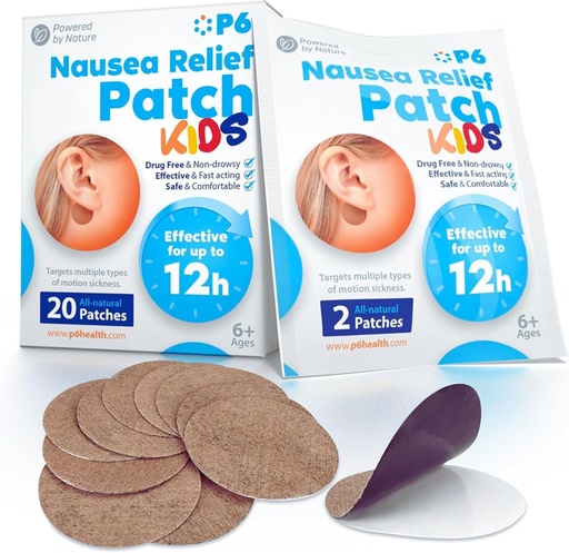 [BRSREYL2OAIBMYI2] P6 Motion Sickness Patches for Kids - All Natural Sea Sickness Patches for Cruise and Car - Non Drowsy Motion Patch for Children - Safe Motion Sickness Patch for Travel - Ginger and Cinnamon