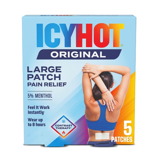 [BRSWIY35AZ5RUFDU] Icy Hot Medicated Patch Extra Strength Pain Relief Patch for Back or Large Area, 5 Count