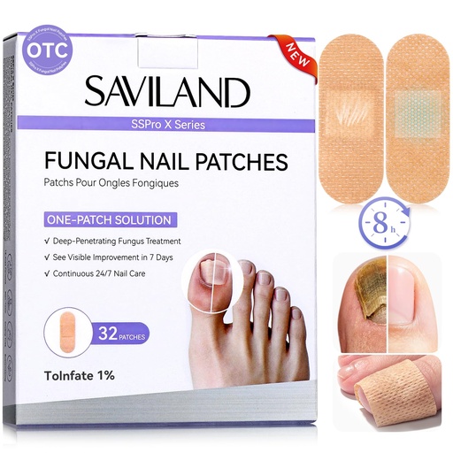 [BRSRECQODN4BEF33] SAVILAND Fungal Nail Patches 32 PCS FSA-HSA Extra Strength: 8H Overnight Repair 1% Tolnaftate Toenail Treatment Nighttime Nail Renewal Restores Damaged Nails Discolored Thick Yellow