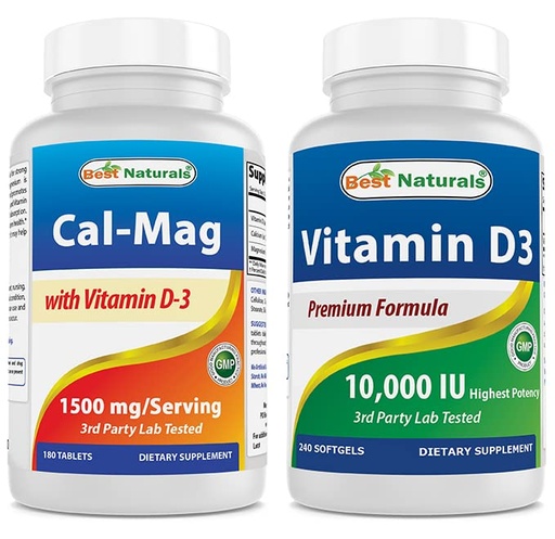 [BRSRMBT4O4OW2H35] Best Naturals Calcium Magnesium with Vitamin D3 1500mg & Vitamin D3 10000 IU
