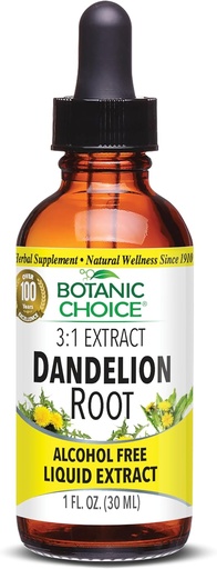 [BRSWIZQBDECAMHD4] Botanic Choice Dandelion Root, Alcohol Free Liquid Extract-Traditional Support for Liver Health, Cleanse toxins, Aid Digestion-1 Fluid Ounce