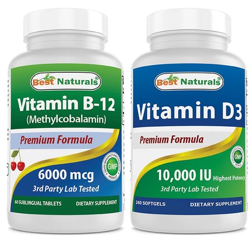 [BRSRMBAHCV4B63T7] Best Naturals Vitamin B-12 6000 mcg & Vitamin D3 10000 IU