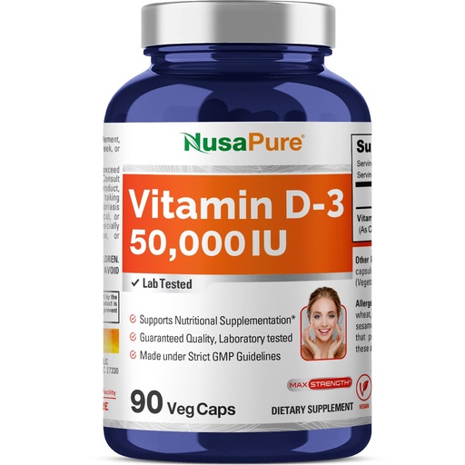 [BRSWYZABOUGWAAIV] NusaPure Vitamin D3 50,000 IU 90 Veggie Capsules (Non-GMO)