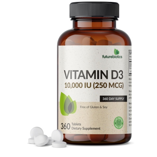 [BRSRA2QKBMHBU2A2] Futurebiotics Vitamin D3 10,000iu (250mcg) 360 Day Supply for Healthy Muscle Function and Immune Support, Non-GMO, 360 Tablets
