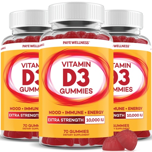 [BRSRAAL7AQFAGFL7] PAYÉ Vitamin D Gummies, D3, 10,000 IU (250 mcg) per Serving, Dietary Supplement for Bone, Teeth, Muscle and Immune Health Support Kids and Adults* - 210 Count