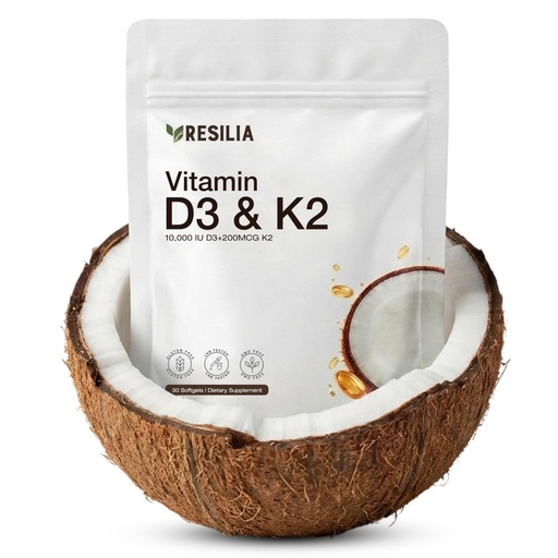 [BRSRGHAKDFYQIE36] Reselia D3 K2 Vitamin 10000 IU + MK-7 200 mcg – High Potency Softgels with Coconut & Olive Oil for Maximum Absorption – Supports Bone Strength, Heart Health & Immune System – (30 Count)