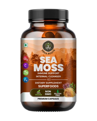 [BRSRACA2DJ6BGELG] Sea Moss Capsules with Burdock Root, Bladderwrack & Muira Puama support immunity, gut health & energy. Made with raw Irish sea moss powder-120 nutrient-rich superfood capsules-60 Capsules