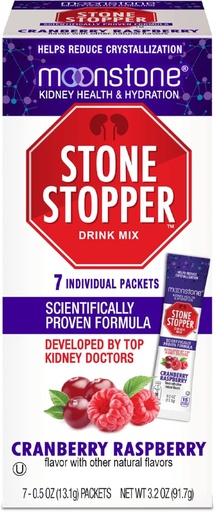 [BRSWY2T7AEFQ42T6] Moonstone Kidney Stone Stopper Drink Mix Cranberry Raspberry, Outperforms Chanca Piedra & Kidney Support Supplements, Developed by Urologists to Prevent Kidney Stones & Improve Hydration, 7 Day Supply