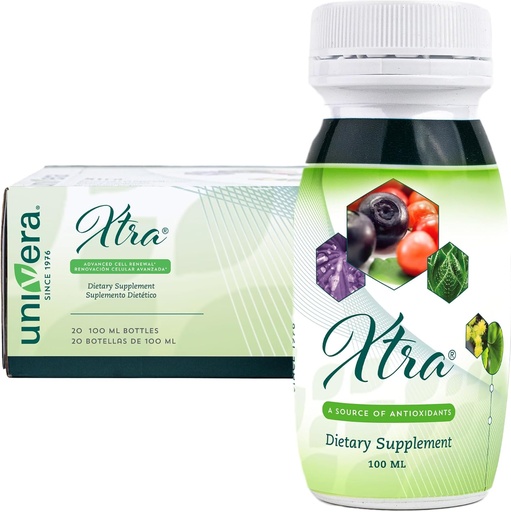 [BRSWYHA6A5YB4HQU] Univera Xtra Minis, Complexo de Froitas Multiminerais, 15 Ingredientes naturais, Xestión do Estrés, Focus & Clarity, Confort Común, Protección Antioxidante - 3.38 Fl Oz (Pack of 20)