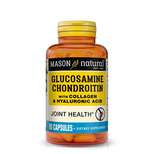 [BRSWIBIHOYGR2FD2] MASON NATURAL Glucosamine Chondroitin with Collagen & Hyaluronic Acid, 45-Day Supply Capsules for Normal Joint, Mobility, Flexibility, & Aging Support, 90 Capsules