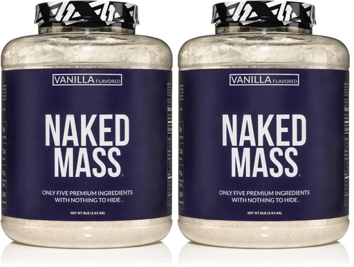 [BRSRGGT2OQMAIHT3] NAKED Vanilla Mass - All Natural Vanilla Weight Gainer Protein Powder - 8lb Bulk, GMO Free, Gluten Free & Soy Free, No Artificial Ingredients - 1,260 Calories - 11 Servings (Pack of 2)