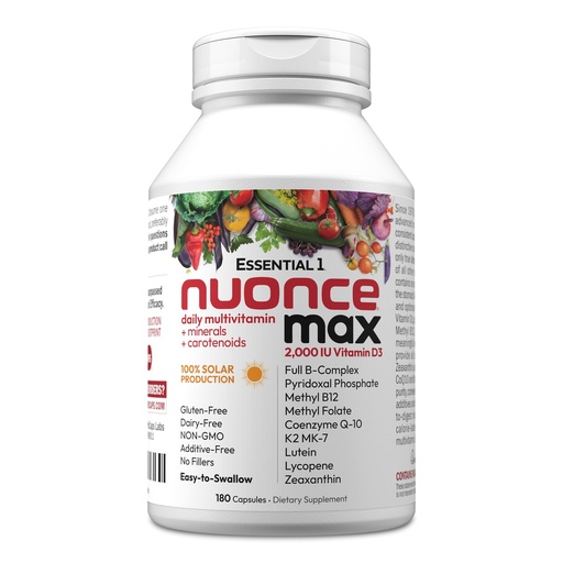 [BRSWGBQBAF4AYHTD] ANDREW LESSMAN Essential-1 nuonce max Multivitamin 2000 IU Vitamin D3 180 Small Capsules. 100 mcg Methyl B12. CoQ10 Lutein Lycopene Zeaxanthin. High Potency. No Additives. Ultra-Mild One Daily Capsule