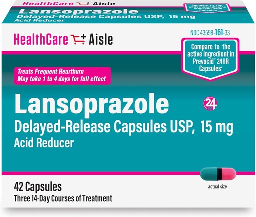 [BRSWGBL4BB4A2CYZ] HealthCareAisle Lansoprazole 15 mg - 42 Delayed-Release Kapseln - Säure Reducer, Bäume Häufige Sodbrennen