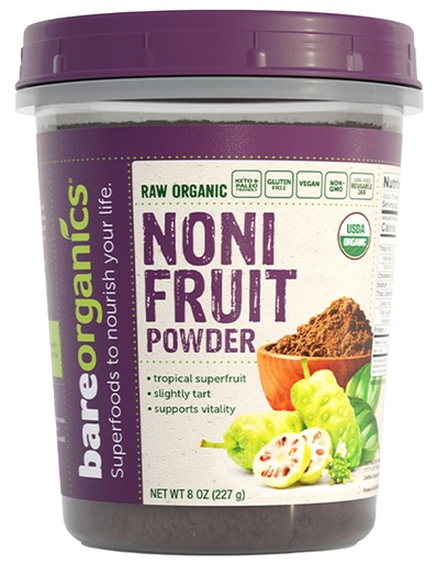 [BRSWGZTYBN5RSDYY] BareOrganics Organic Noni Fruit Powder - USDA Certified Organic, Raw, Vegan, Gluten-Free Superfood - Noni Powder for Smoothies, Juices & Recipes, 8 Oz