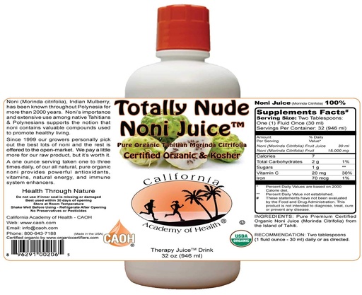 [BRSWIYA7BADBAYLA] Totally Nude Noni Juice - Pure Organic Noni Juice (1-32 oz Bottle)