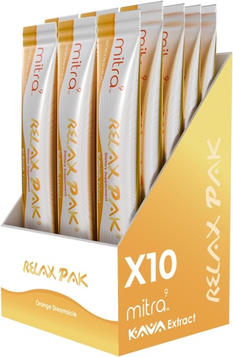 [BRSROGI2OUNROC37] Mitra9 Kava Powder RelaxPak - Orange Dreamsicle Kava Extract Powder Packets | Mood Enhancer | Plant Based | Promotes Natural Calm & Clarity | Easy Open Single-Serving Stick (10)