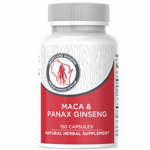 [BRSWGGD5PNYAKFDV] Maca Root Capsules + Korean Panax Ginseng - Concentrated Extract Black + Red + Yellow Maca Root, Panax Ginseng Capsules 150 ct