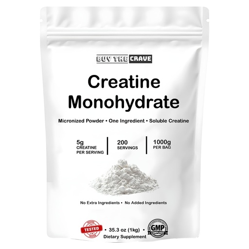 [BRSRABLRCN6QIGTG] Ultra-Pure Micronized Creatine Monohydrate Powder - Maximize Strength, Power, and Muscle Growth - Unflavored, Gluten-Free (200 Servings, 1000g)