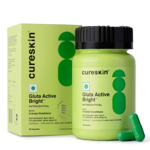 [BRSRACQLCQPQMFLO] Cureskin S Acetyl Glutathione | Superior Absorption Acetylated Glutathione Supplement with Stomach Acid-Resistant Capsules | Antioxidant Support (30 Capsules)