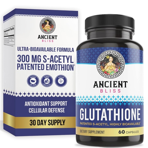 [BRSW2BAFBNYAM3YY] Ancient Bliss S-Acetyl Glutathione Supplement – Plant-Based Antioxidant Formula for Daily Wellness – 60 Vegan Capsules