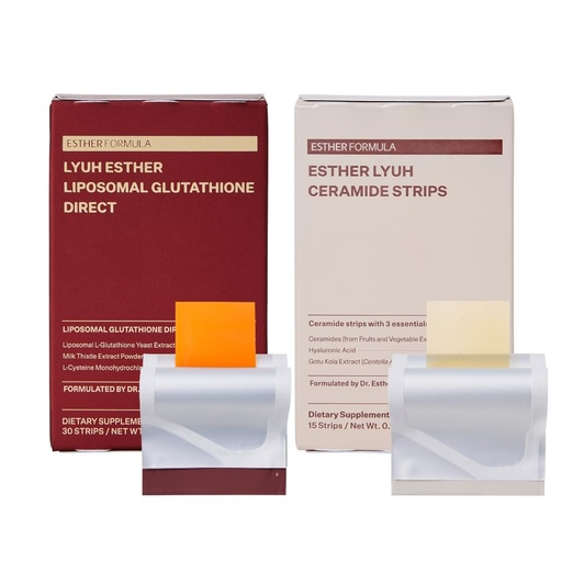 [BRSRECAYCN5AYYDD] ESTHER FORMULA Glow Defense Duo — Glutathione Strips (30 ct) & Ceramide Strips (15 ct) | Fast-Absorbing Oral Beauty Film | Skin Radiance, Hydration & Antioxidant Support | Korean Supplements