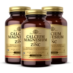 Solgar Calcium Magnesium Plus Zinc, 100 Tablets (Pack of 3) - Promotes Healthy Bones and Teeth - Supports Nerve & Muscle Function - Non-GMO, Vegan, Gluten Free, Dairy Free, Kosher - 100 Total Servings