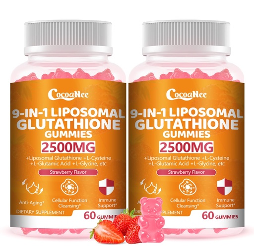 [BRSREEIEBEMBEALK] 2 Packs 2500MG Liposome Glutathione Gummies, Composite L-Cysteine, Collocation Milk Thistle, Increas 98% Absorption Rate, Antioxidant Anti-Aginga