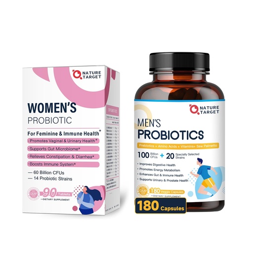 [BRSREEI2O55BMDLL] NATURE TARGET Probiotics for Women 90 Tablets & Probiotics for Men 180 Capsules