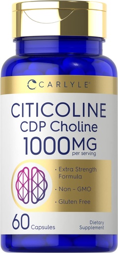 [BRSWGEAKB4PGEG3O] Carlyle Citicoline CDP Choline 1000mg | 60 Capsules | Extra Strength Formula | Non-GMO, Gluten Free Supplement