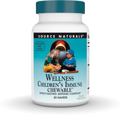 [BRSWIY35AQIRGYL2] Source Naturals Wellness Children's Immune Chewable, Great-Tasting Defense Complex, Raspberry Flavored* - 30 Wafers