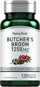 [BRSRMHADBMPRA234] Piping Rock Butchers Broom Supplement | 1250 mg | 120 Capsules | Herbal Root Extract | Non-GMO, Gluten Free
