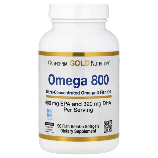 [BRSWGGACAQHQAGQZ] California Gold Nutrition Omega 800 Ultra-Concentrated Omega-3 Fish Oil, KD-Pur Triglyceride Form, 90 Fish Gelatin Softgels (1,000 mg per Softgel)