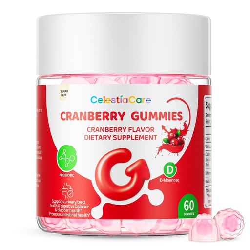 [BRSREGIOOUIB4HLK] Cranberry Gummies with Probiotics & D-Mannose for Women & Men – Bladder & Urinary Tract Health, Digestive & Immune Support, Sugar Free, Vegan, Non-GMO, 60 Count