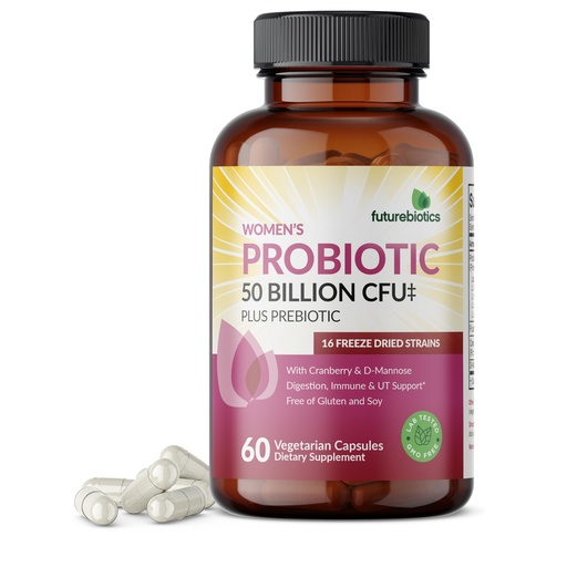 [BRSREYIZBMBRQ2DZ] Futurebiotics Women's Probiotic 50 Billion CFU + Prebiotic with Cranberry & D-Mannose – Digestion Immune and Urinary Tract Support, Non-GMO, 60 Vegetarian Capsules