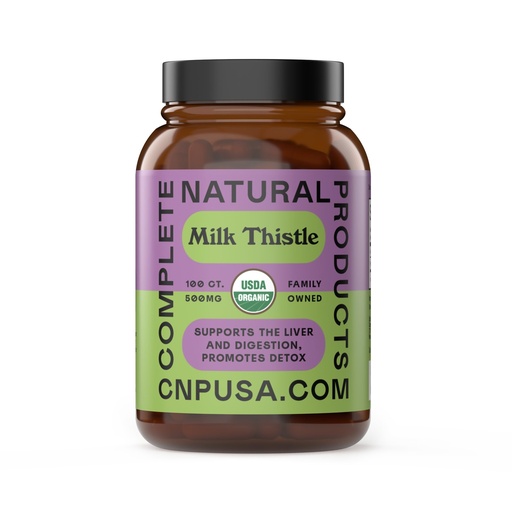 [BRSROGIKCNYBQF34] Complete Natural Products Pure Organic Milk Thistle Capsules - 500 mg Silymarin Powder 100 Pills