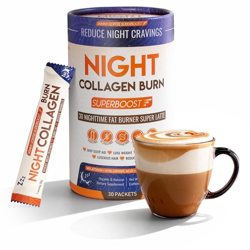 [BRSROHYDA54AM3T4] Night Collagen Burn - Weight Loss & Belly Fat Burner & Sleep Aid for Women & Men | Sleep Support for Bloating & Metabolism, Appetite Suppressant | Supports Skin, Hair, Nails & Joints | 30 Servings