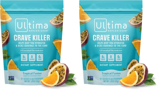 [BRSRGGQZOV4BEH3L] Ultima Replenisher Crave Killer Supplement and Electrolytes Powder – Tropical Fusion, 14 Stickpacks – Hydration Packets That Kick Cravings to The Curb (Pack of 2)