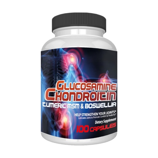 [BRSREZQ6CQMWOETK] Glucosamine Chondroitin with Turmeric MSM & Boswellia, Joint Support Supplement, 100 Capsules