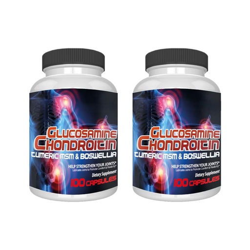 [BRSREZ32AB6WO2TH] Glucosamine Chondroitin with Turmeric MSM & Boswellia, Joint Support Supplement, 2 Pack, 200 Capsules