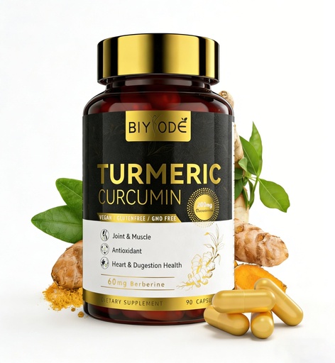 [BRSREHYPO4GWYF3U] Turmeric Curcumin Supplement 500mg: with Berberine 60mg & Glucosamine Chondroitin Boswellia MSM for Joint & Digestive Health Support Supplement Total 946mg/Serving 90 Capsules