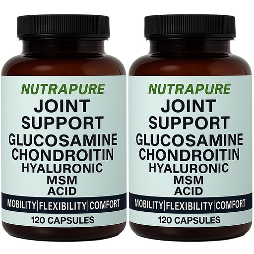 [BRSREC3YBYIAE2DV] Nutrapure Joint Support - Allura Glucosamine & Chondroitin Complex, MSM, Hyaluronic Acid & Bamboo Extract – Joint Care Formula, Knee Health Suppplement, 120 Veggie Capsules (2)