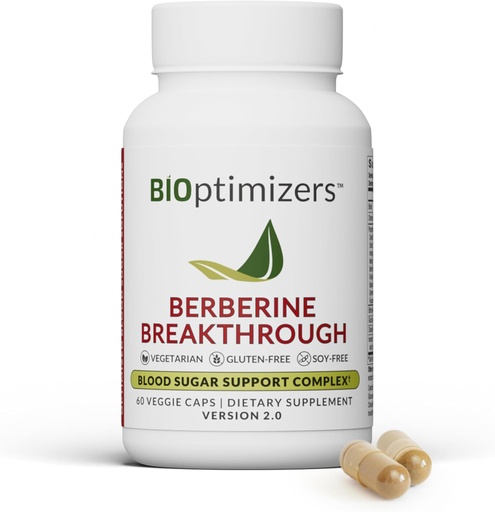 [BRSROH36DJ6BSCA2] BIOptimizers Berberine Breakthrough 2.0 Supplement, 60 Capsules - Vegetarian, Gluten- and Soy-Free