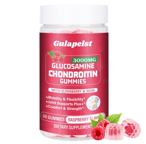 [BRSREGQDB4BQECDD] 1 Pack 3000MG Glucosamine Chondroitin Gummies - Extra Strength Joint Health & MSM Elderberry Natural Joint Support Supplement, Flexibility, Antioxidant Immune Support for Adults, 60 Gummies