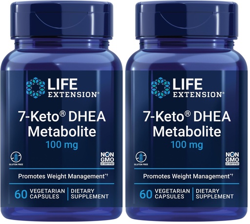 [BRSRGGQNOQJRA23X] Life Extension 7-Keto DHEA Metabolite – Crank Up Your Fat-Burning Furnace – Non-GMO-– Gluten-Free-– 100 Mg-– 60 Vegetarian Capsules,(Pack of 2)