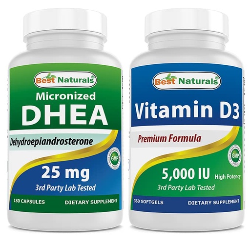 [BRSRMBARBEMBMFLK] Best Naturals DHEA 25 mg & Vitamin D3 5000 IU