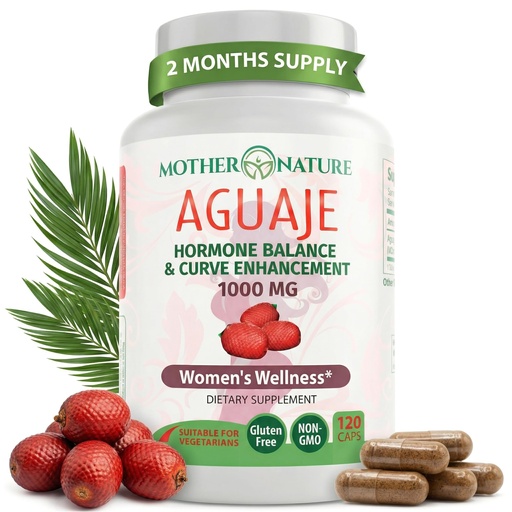 [BRSWKZY7DMJRU2I7] Mother Nature Aguaje Curves Capsules for Women, 1000mg (120ct), Natural & Sustainably Sourced Aguaje Fruit from Peru for Female Health, Hormone Balance, Curve Enhancer, Vegan, Non-GMO & Gluten-Free