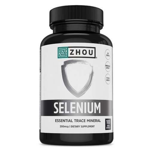 [BRSWIBQRCF7BW2TO] Zhou Selenium - Selenium 200mcg Capsules, Mineral Supplements for Women and Men, Antioxidant, Thyroid, and Cellular Support, Vegan, Pure - 100 Veggie Capsules